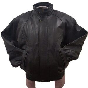 Men’s Snap Button Collar Lambskin Leather Multi-Season Flight Jacket